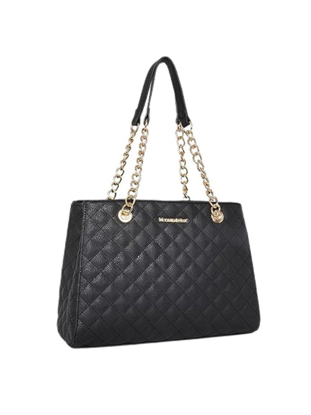 Womens Quilted Faux Leather Tote Bag Gold Chain Shoulder Purse Satchel Handbag
